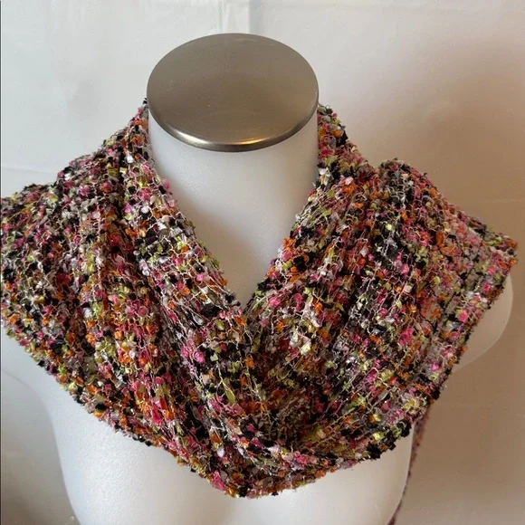 Pink Brown Green Fancy Ribbon Scarf Confetti Classic Accessory Multi colored - Picture 2 of 16